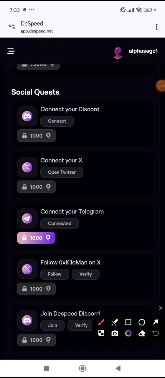 Telegram connection verification