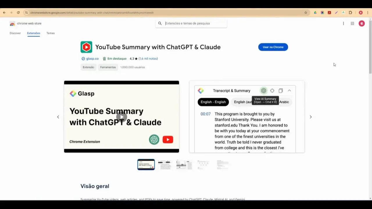Extensão Sumaris no Chrome