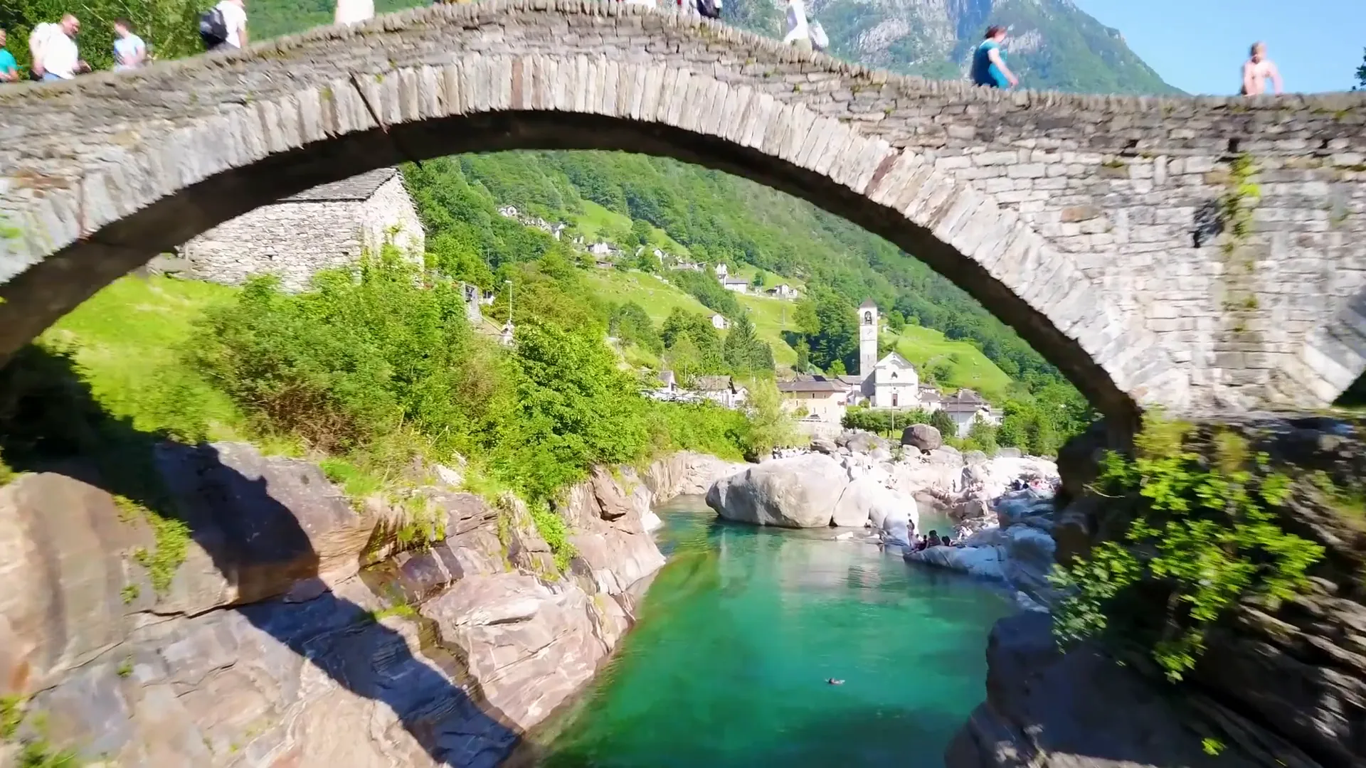 Valle Verzasca with the clear blue water