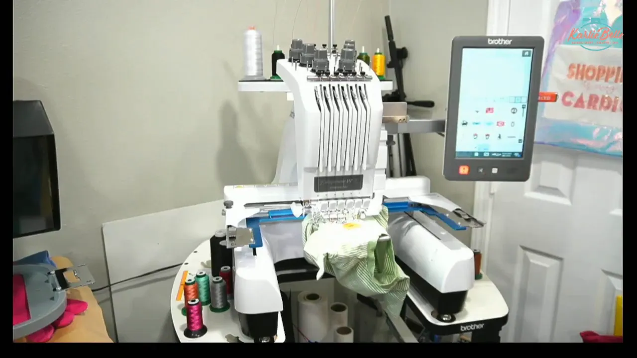 Machine screen showing design loaded and ready to rotate embroider names with a machine