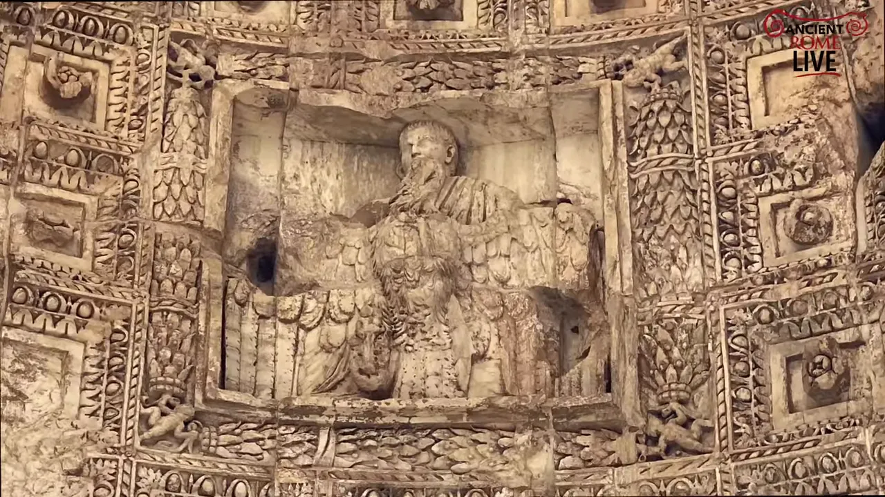 Relief of Titus riding an eagle in the coffered vault of the arch