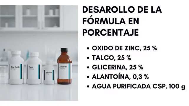 Lista de composición porcentual de la fórmula