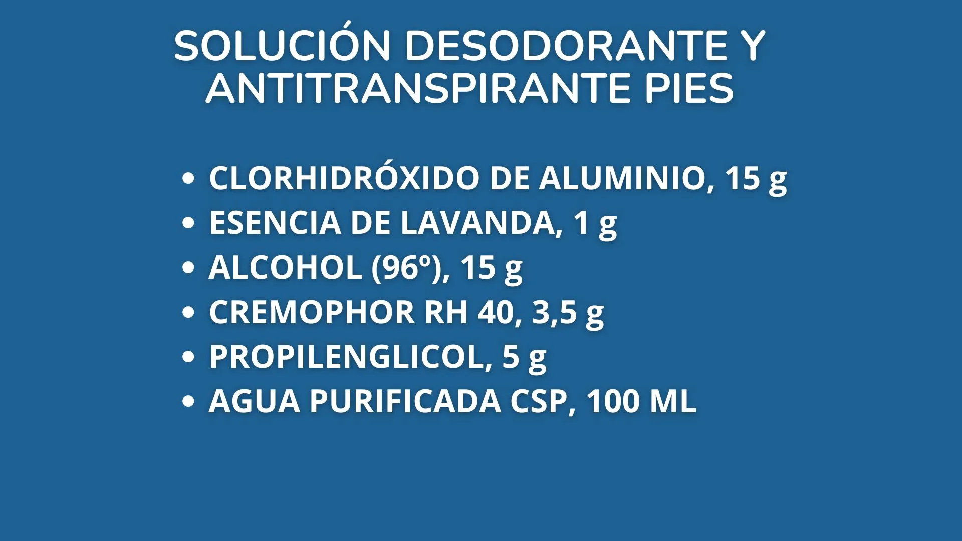 Clorhidróxido de aluminio en la fórmula