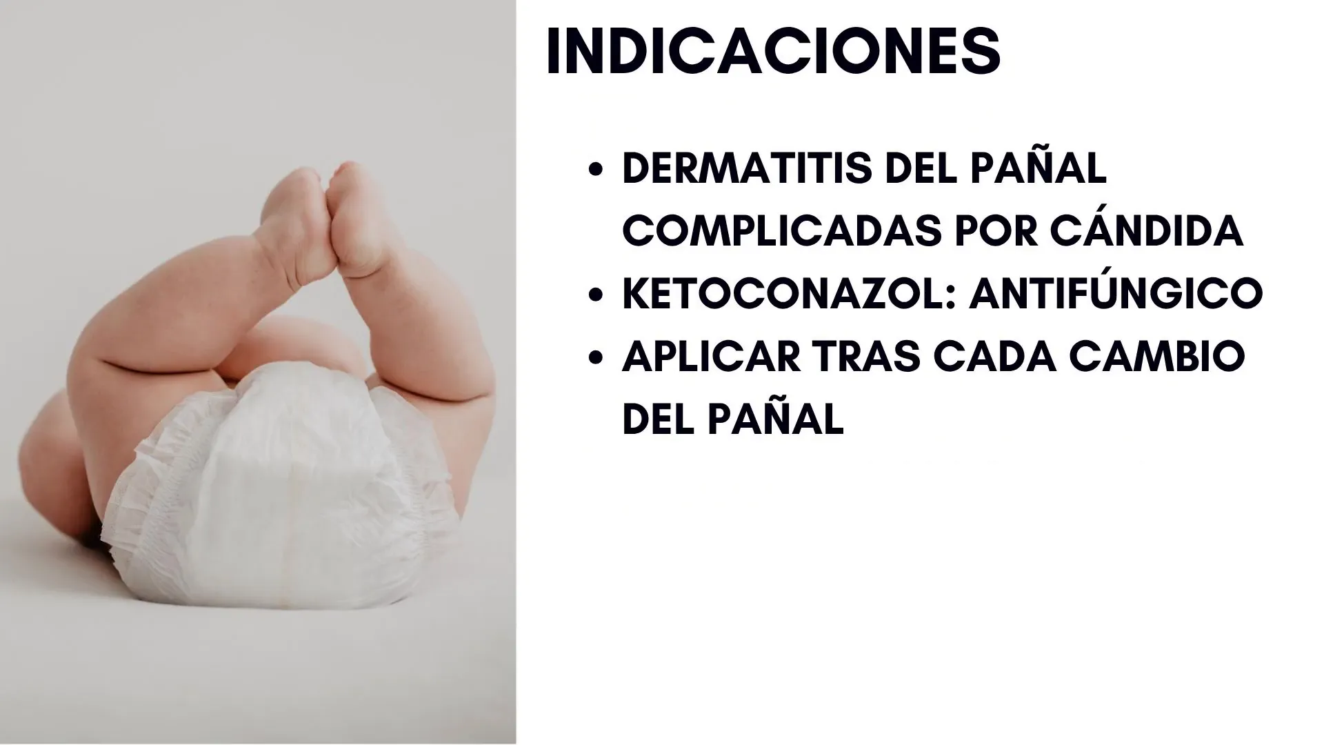 Aplicación del tratamiento en dermatitis del pañal candidiásica
