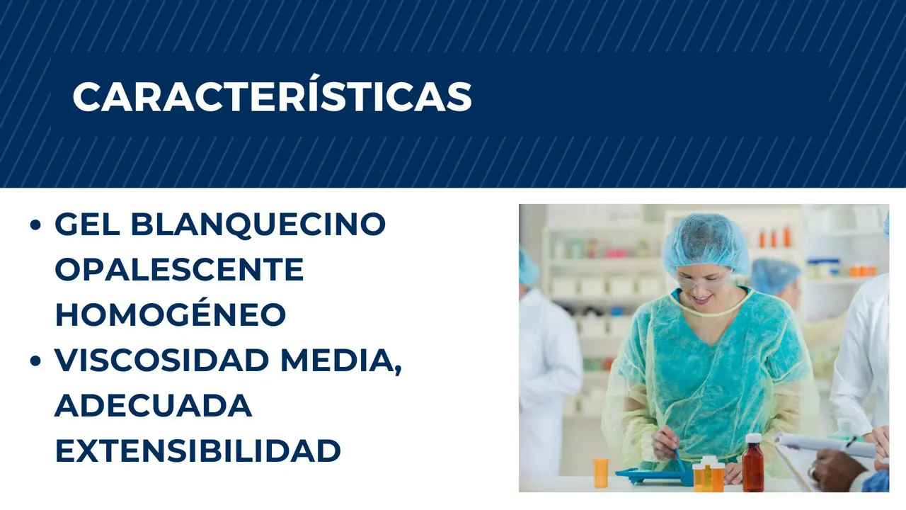 Diapositiva con indicaciones de envasado, caducidad de tres meses y conservación a temperatura ambiente