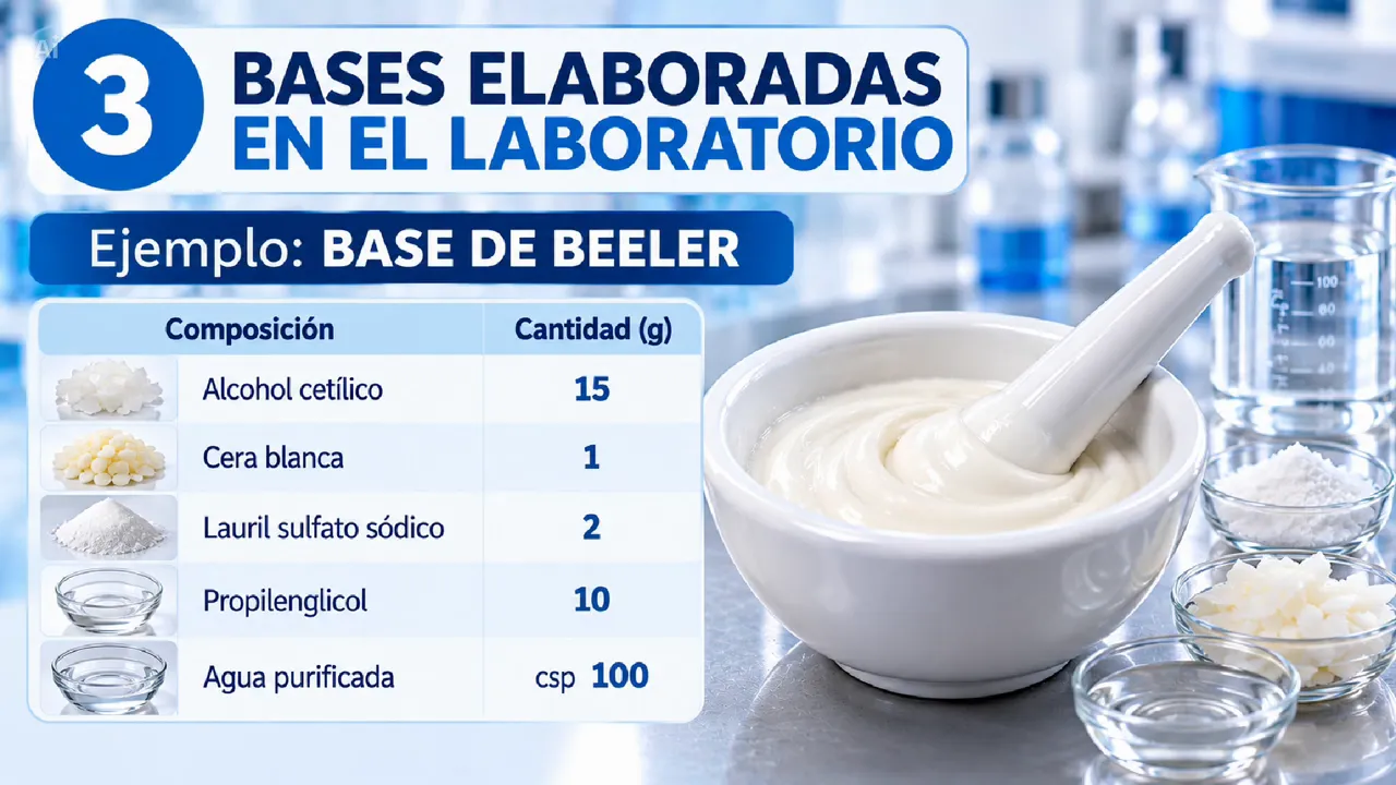 Composición de la base de Beeler junto a un mortero con crema
