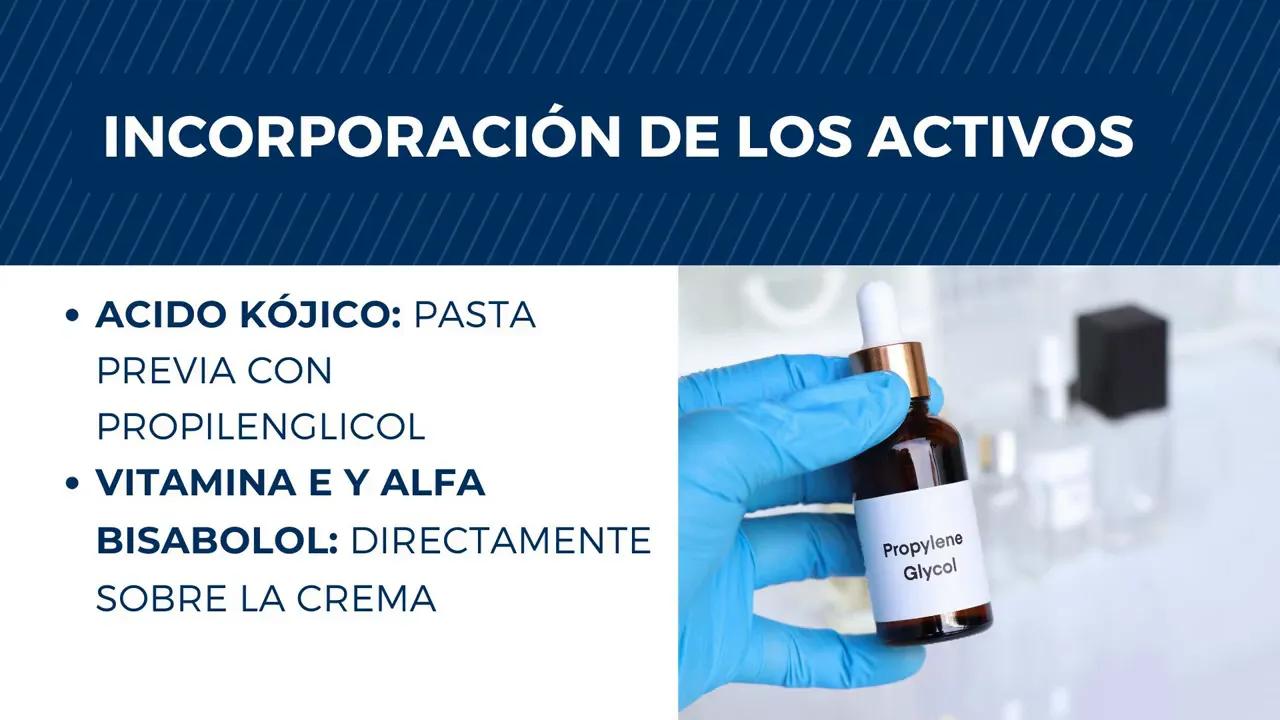 Diapositiva con el desarrollo final de la fórmula y cantidades para 50 g