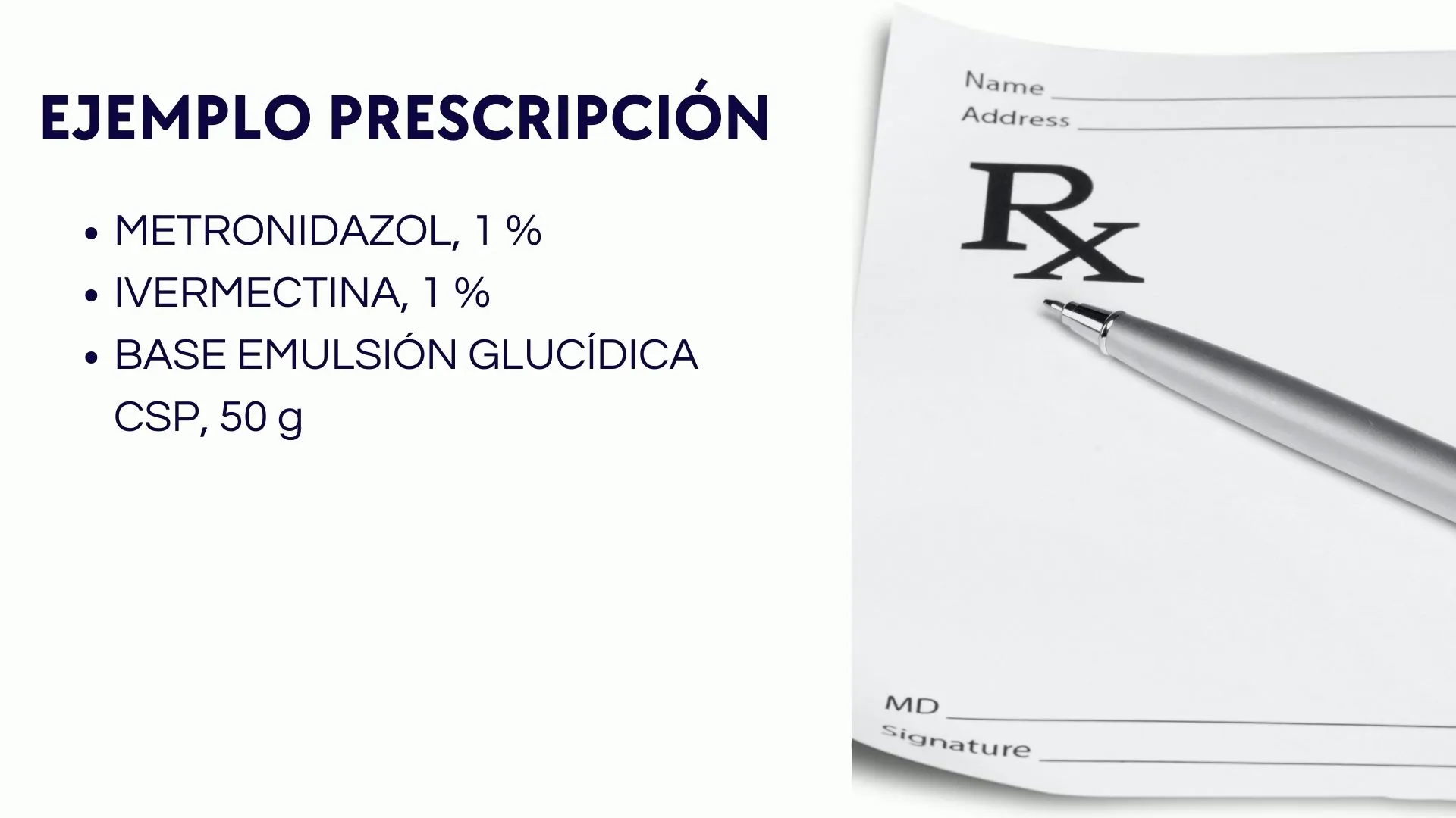 Prescripción de metronidazol e ivermectina