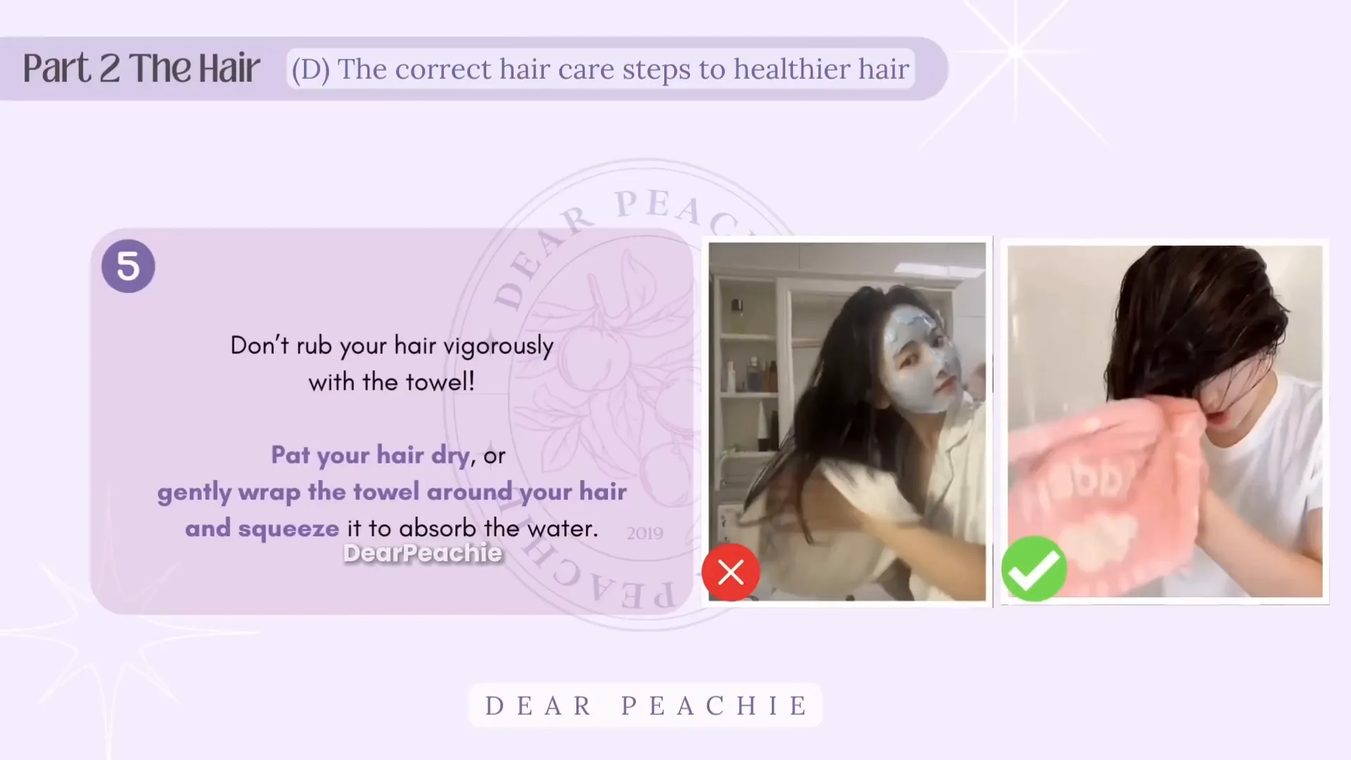 Secando el cabello con toalla