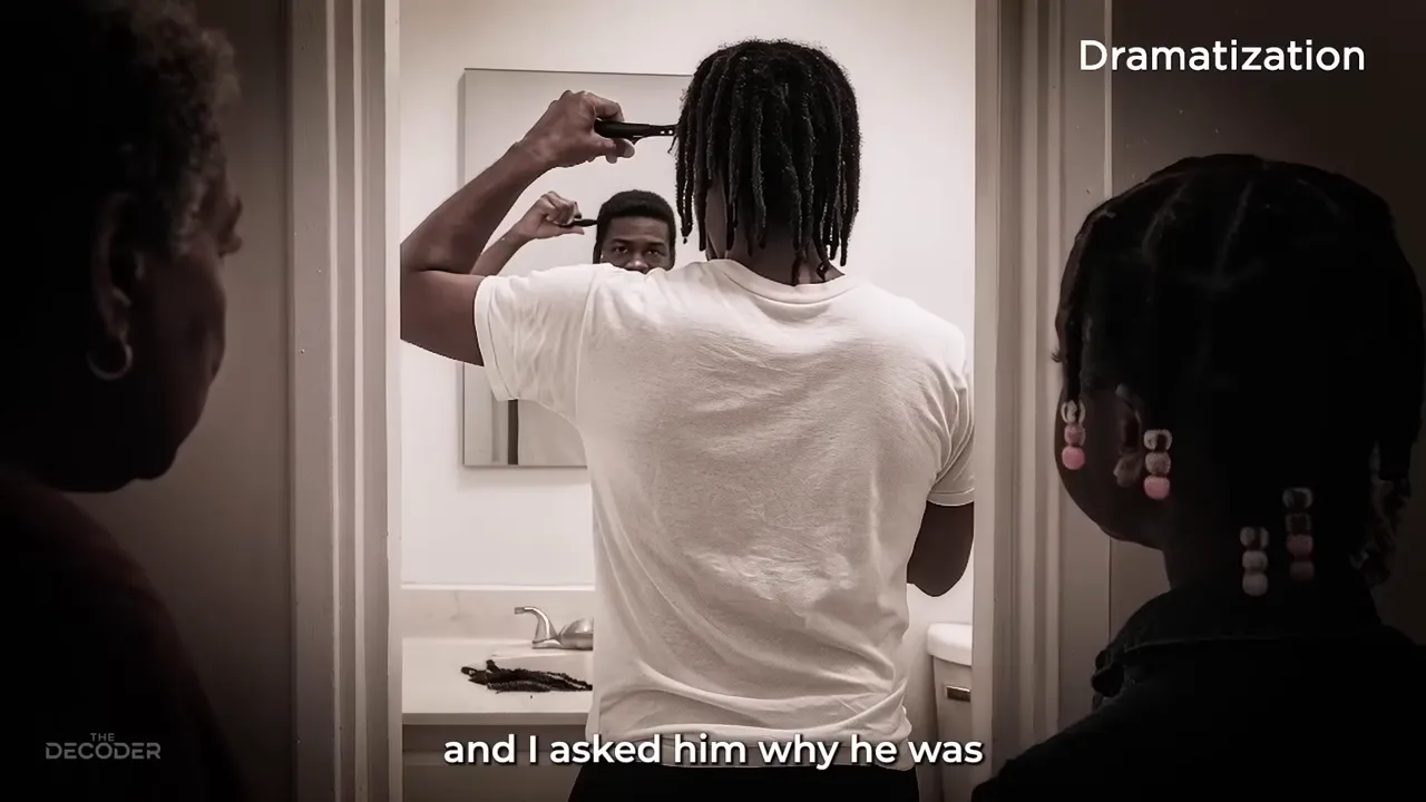 Photo showing DeAndre reportedly cutting his hair the morning after, as family members later recounted