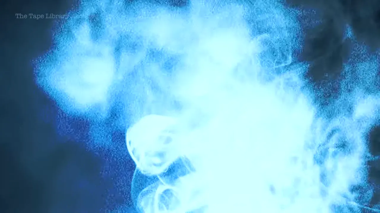 Blue paranormal glow with human-like silhouette effect from Esther Cox case
