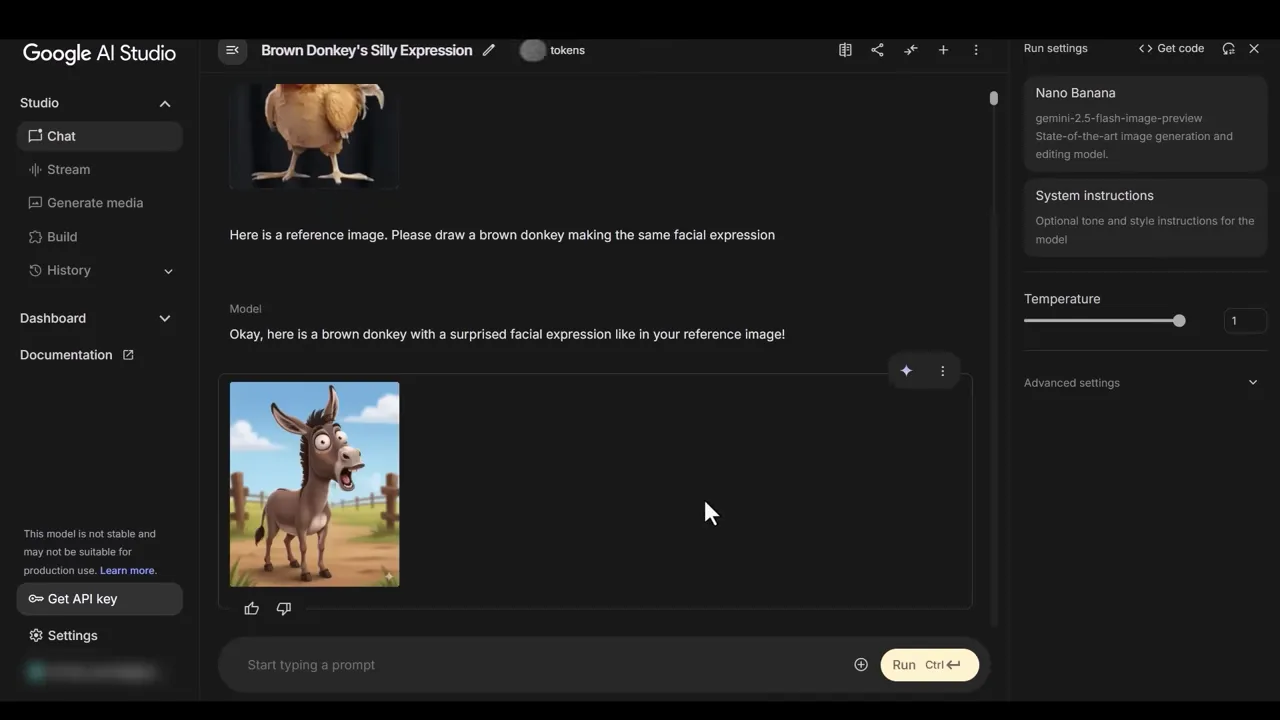 Nano Banana interface with a reference image uploaded