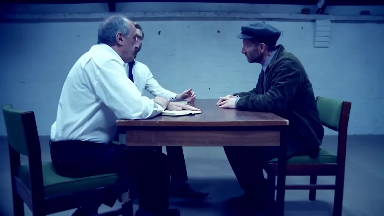 Police interrogating Ed Gein shortly after his arrest