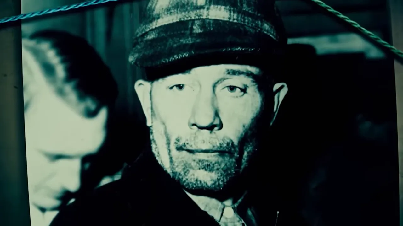 The infamous 'skin suit' hung on display in the farmhouse