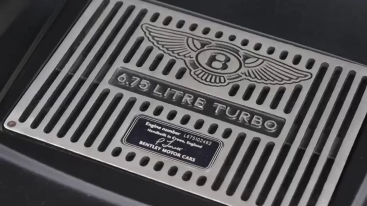 Bentley 6.75 Litre Turbo engine plaque with winged B emblem