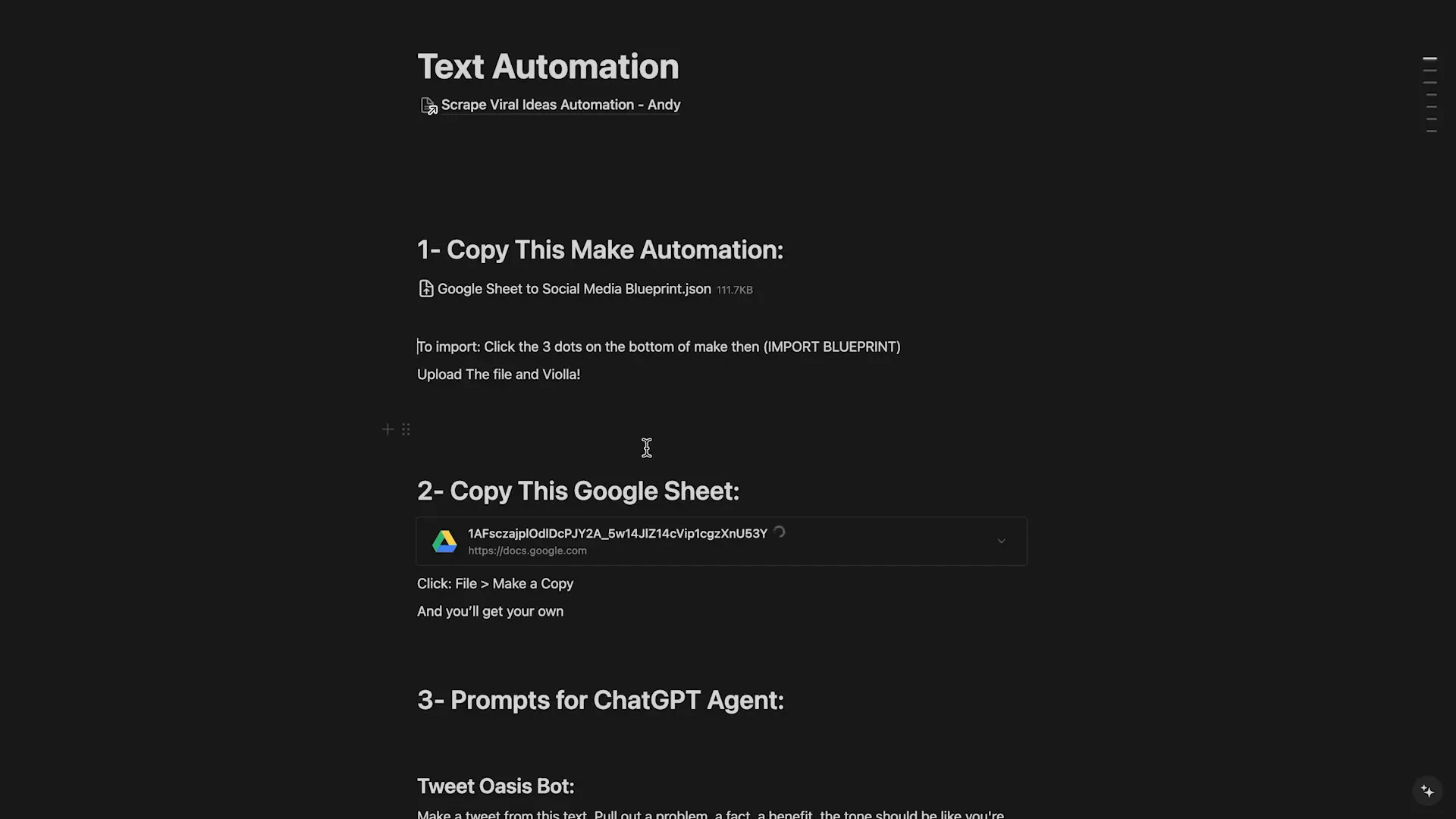 Setting up Google Sheets for automation