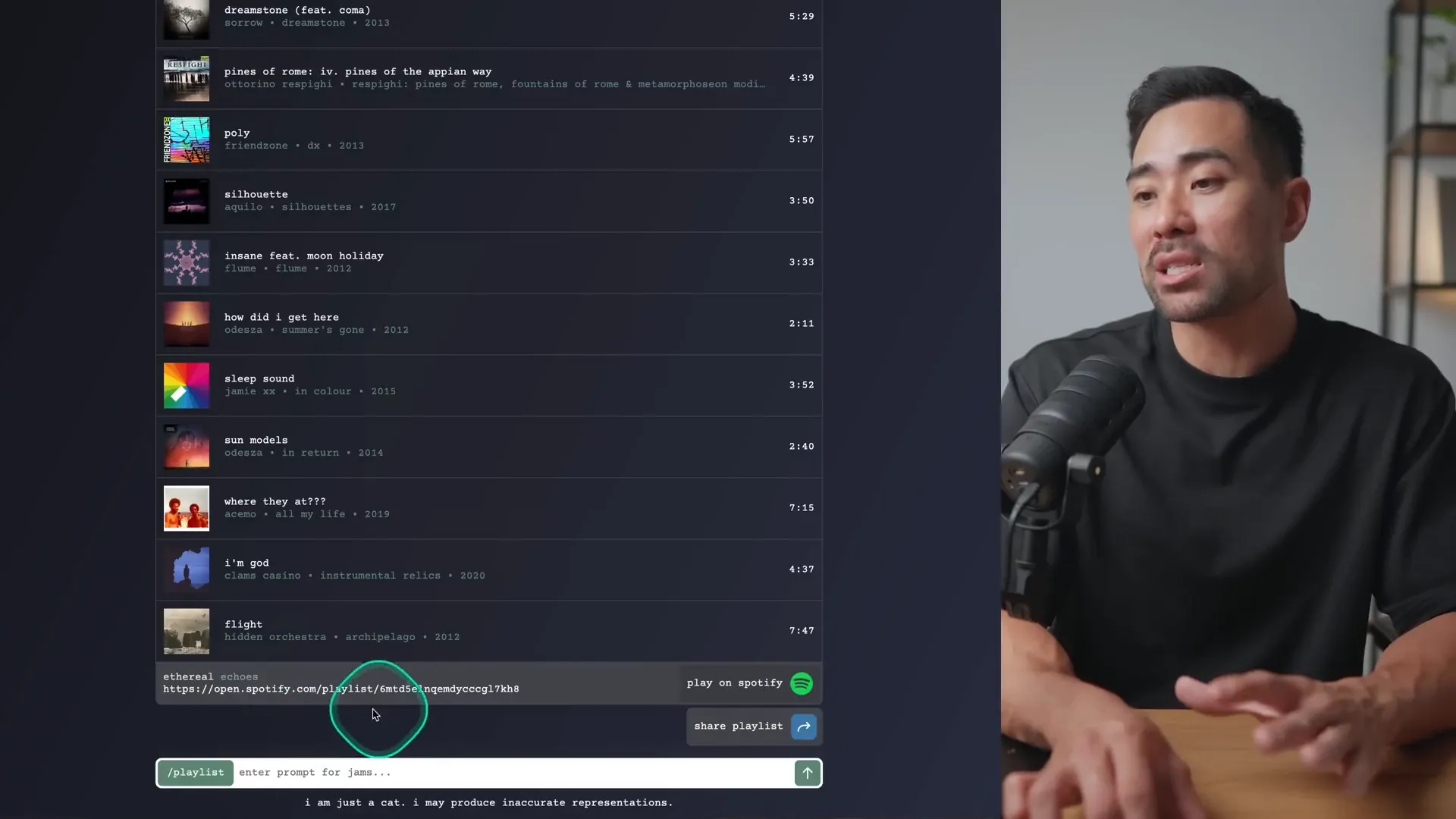 Generated Spotify playlist from Chat Jams