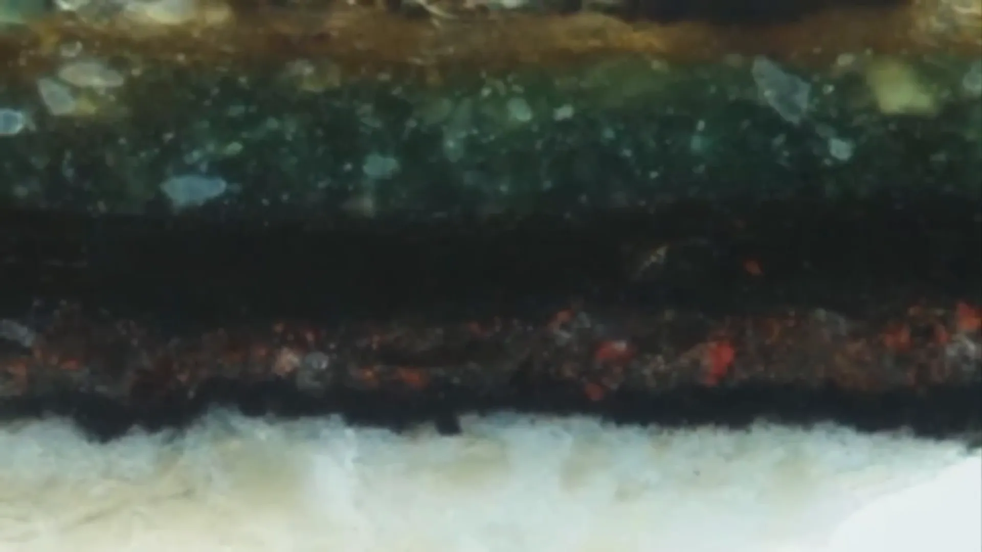 Microscopic cross-section of paint layers