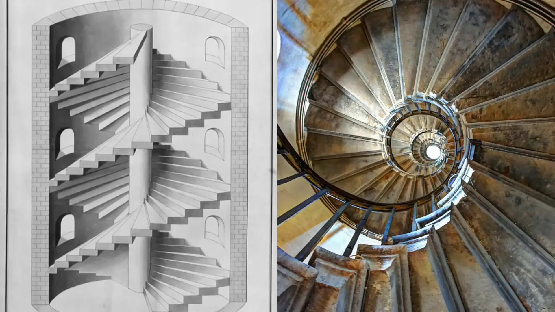 Leonardo's double helix stairway at Chambord