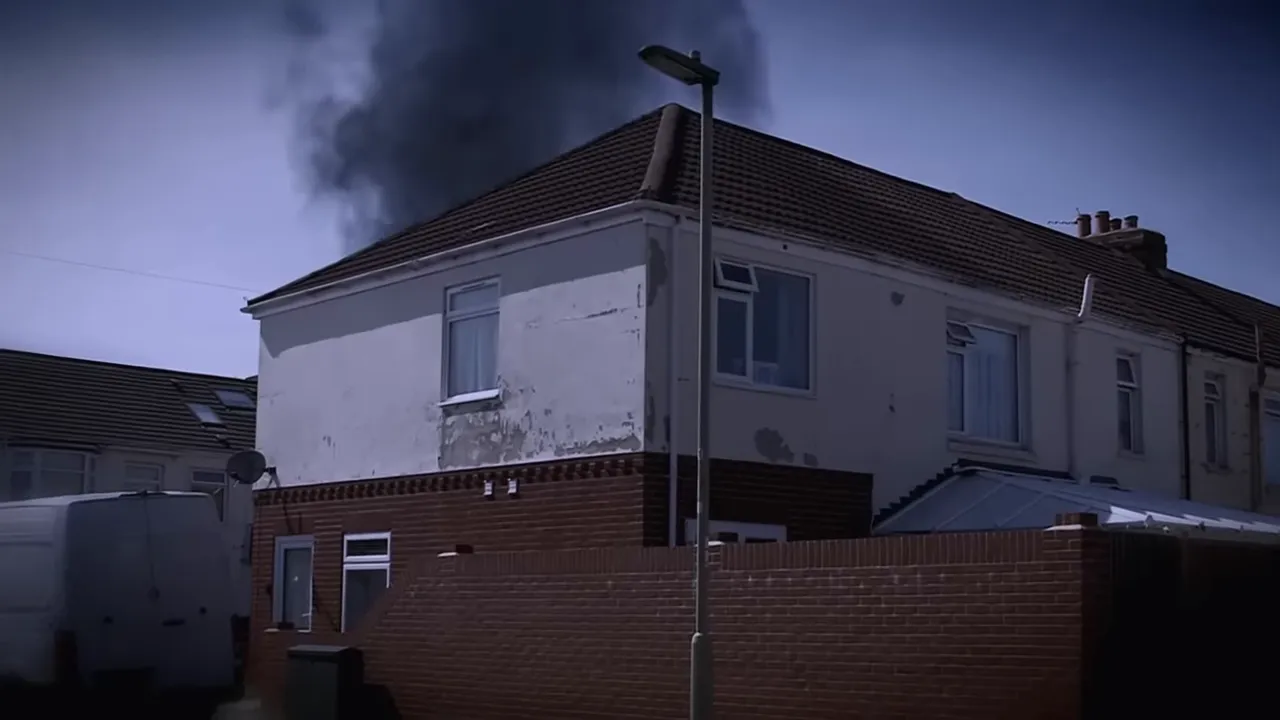 Emergency response at a house fire in Gosport as smoke emerges