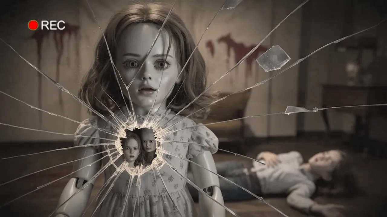 Belinda cracking and dark shadows emerging during the cleansing ritual