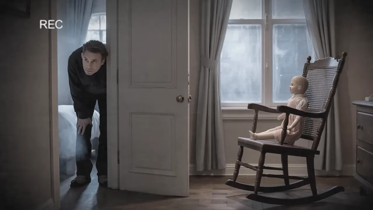 Belinda sitting upright in a rocking chair that rocks on its own during the night