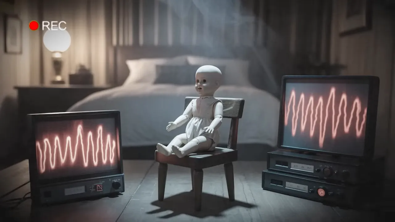 Dr. Holbrook setting up investigative equipment in a child's bedroom