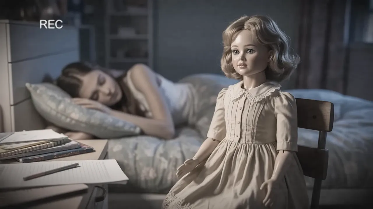 Katazina sitting on a desk chair, positioned as if watching a sleeping teenager