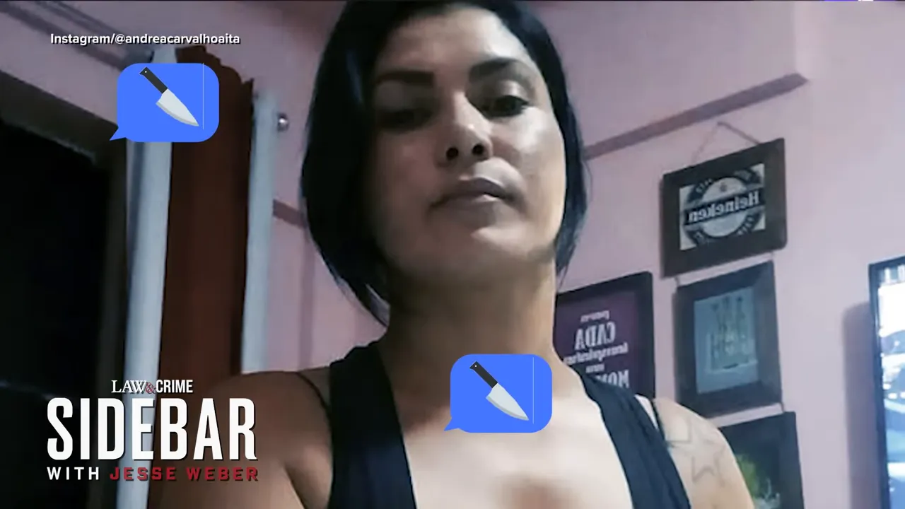 Text message screenshot showing alleged threats and knife emojis