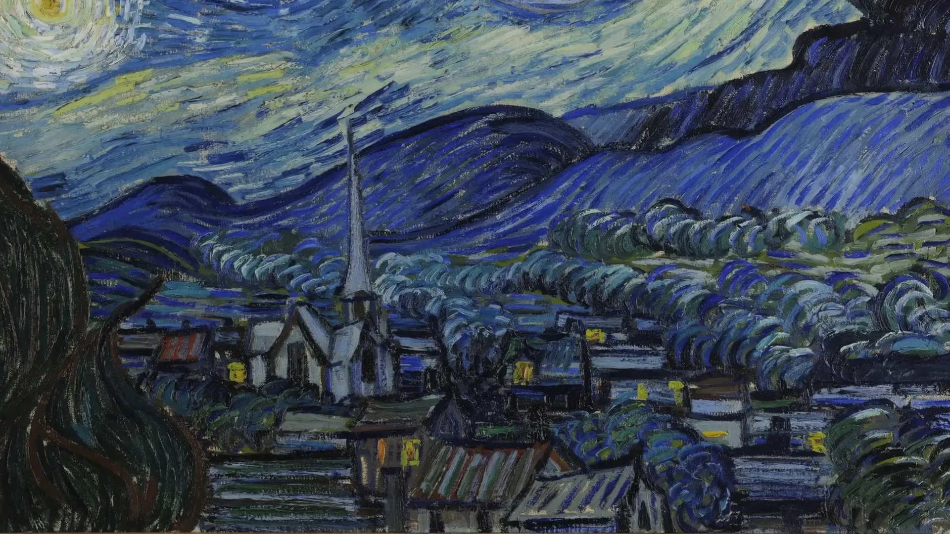 Idealized village in The Starry Night