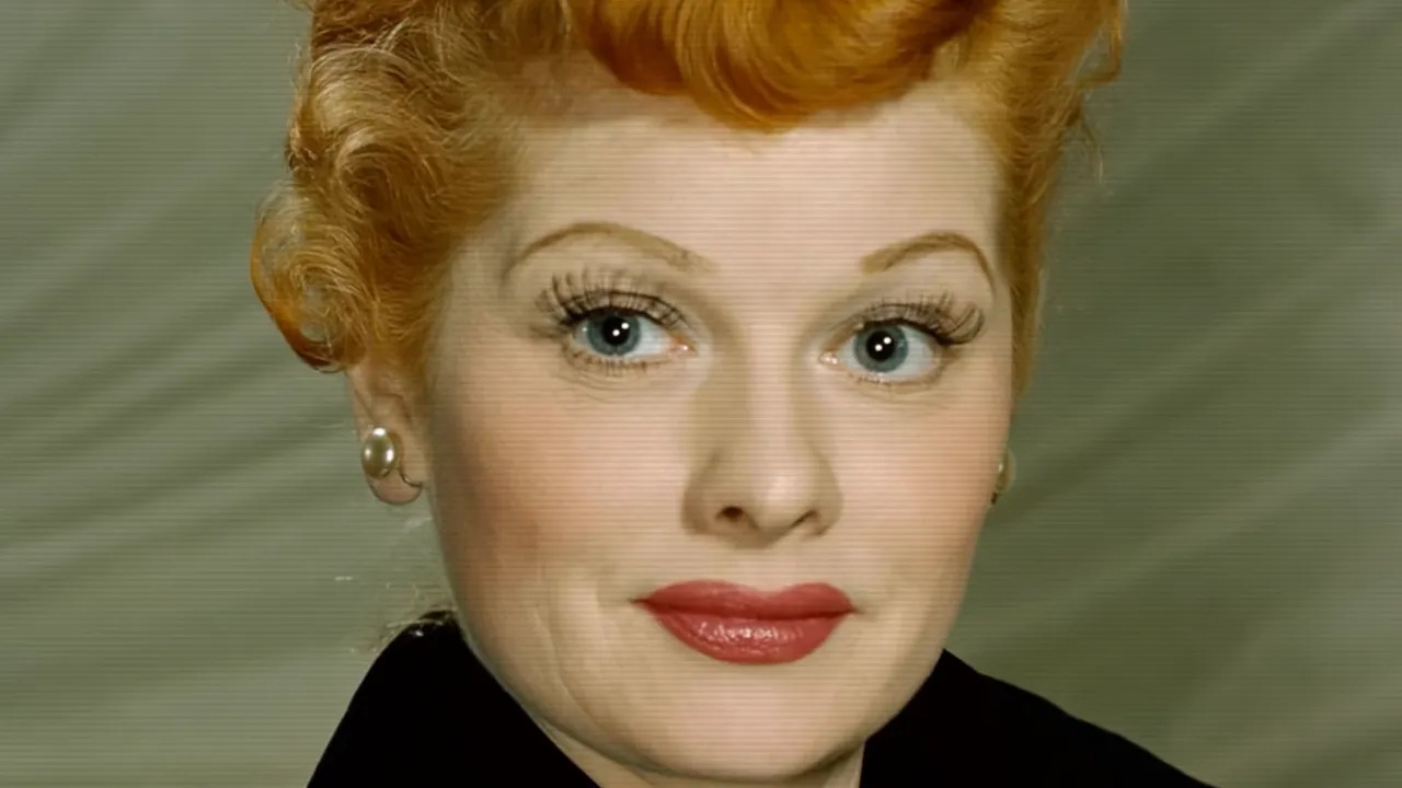 Lucille Ball smiling in a wartime publicity photo