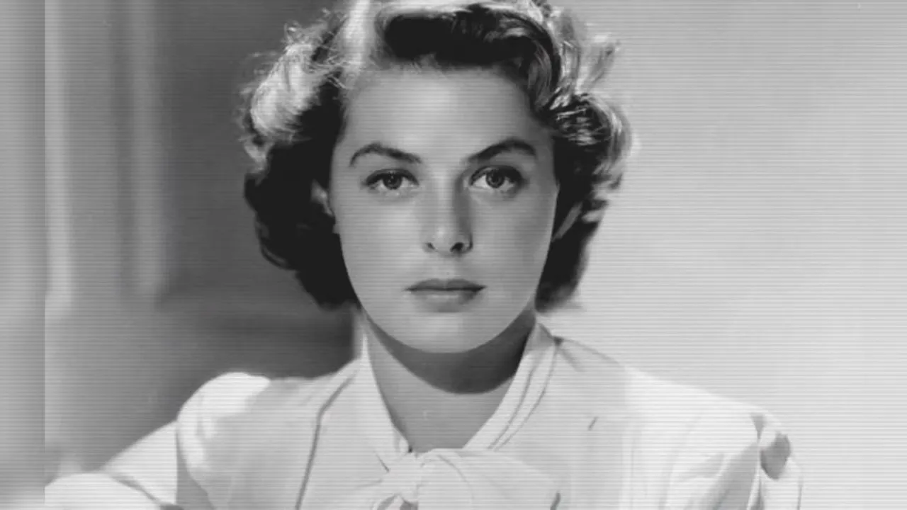 Ida Lupino in uniform and Ingrid Bergman in a movie still