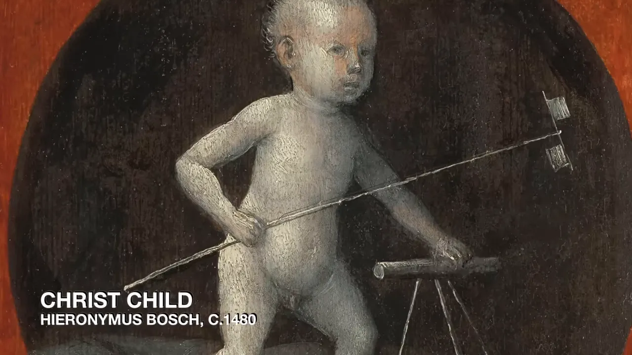 Hieronymus Bosch painting detail of Christ Child figure with staff