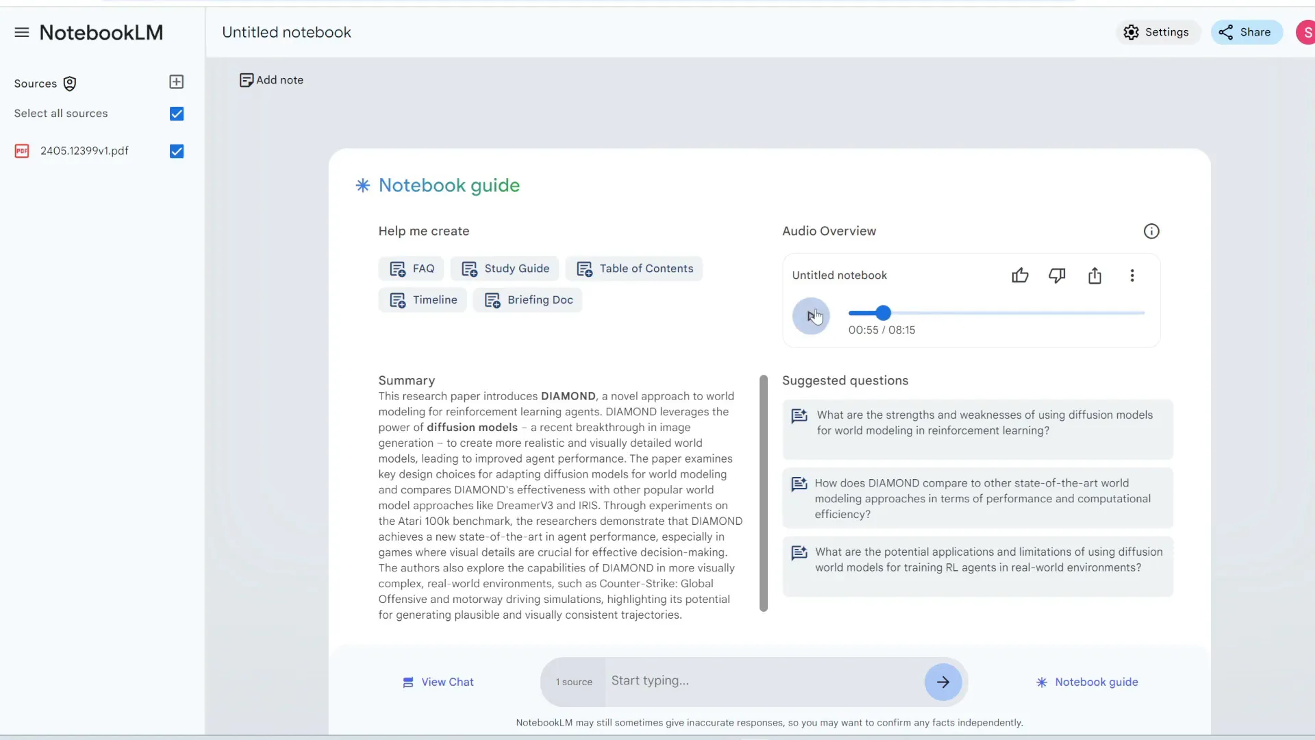 Screenshot of background listening demonstration