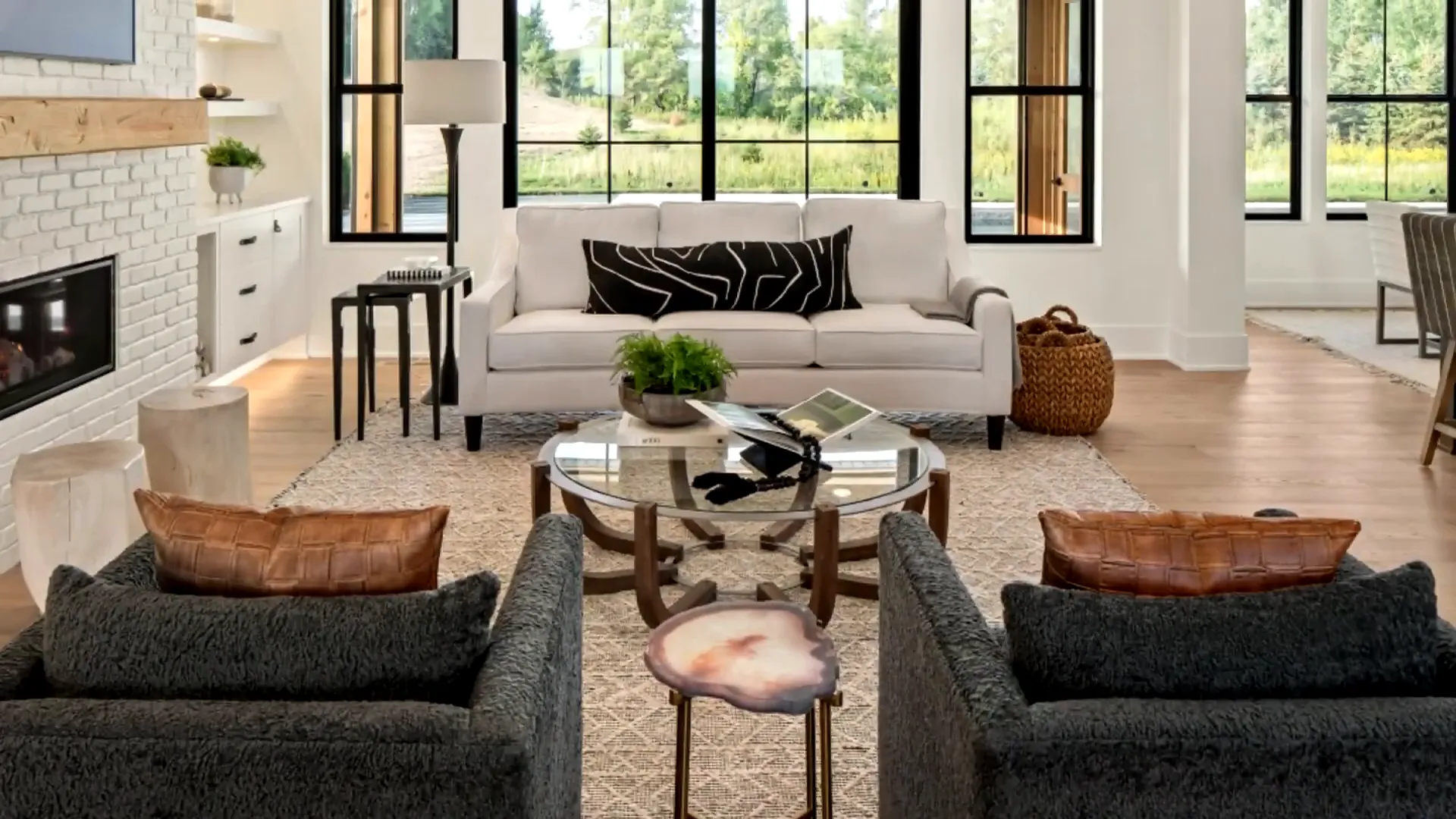 Cozy Scandinavian living room with warm colors