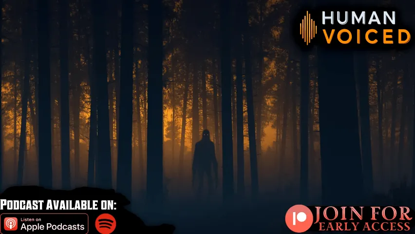 Mysterious figure standing in a foggy forest at dusk, symbolizing a dangerous trailhead situation
