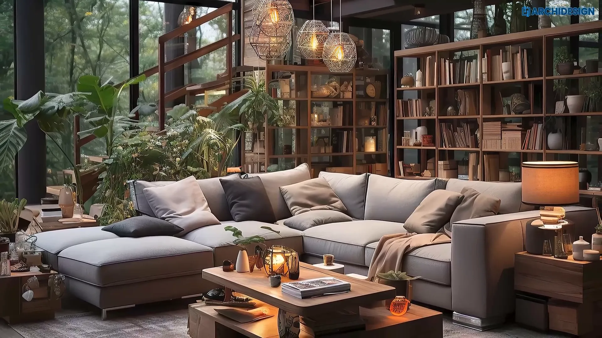 Ambient lighting setup in a modern living room