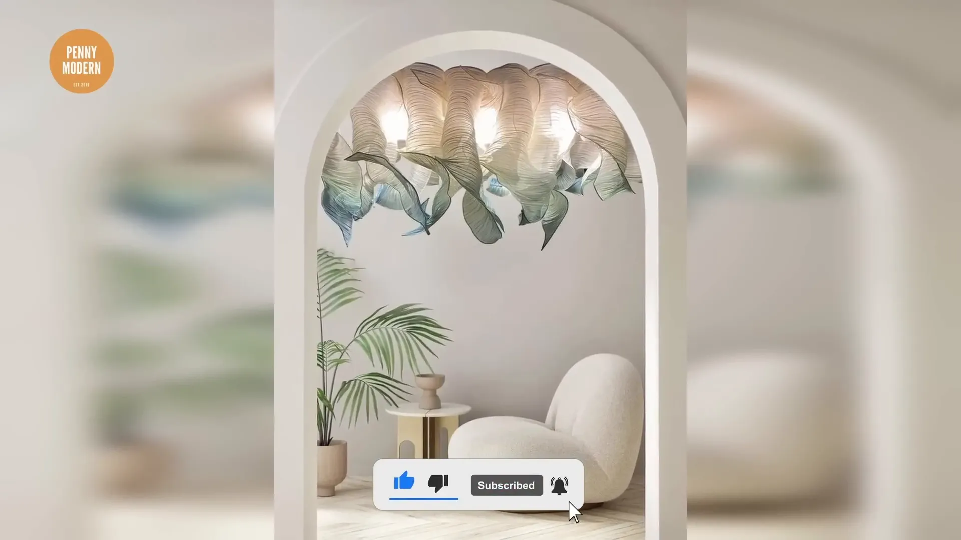 Sculptural lighting in a living room