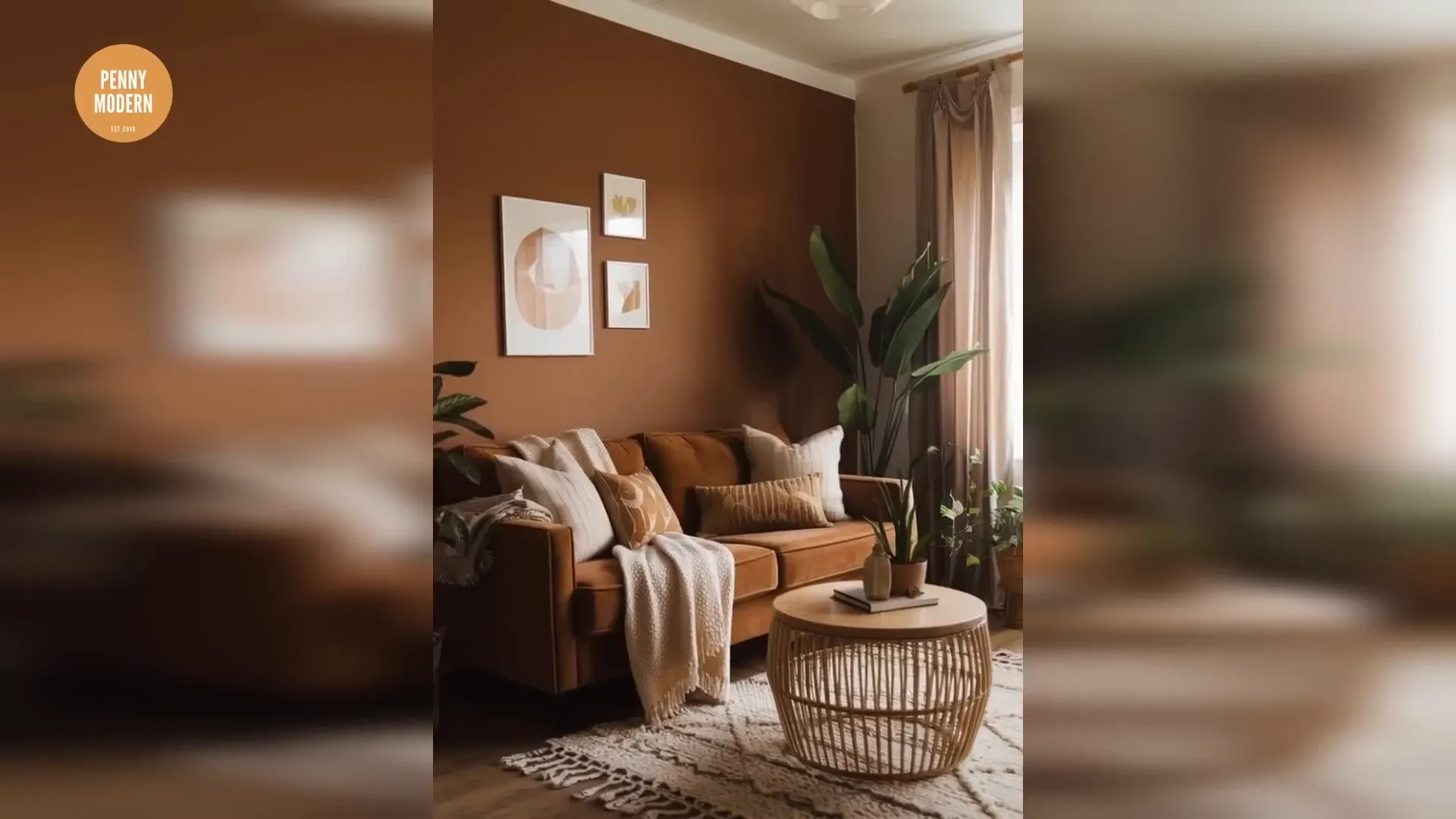 Living room with earthy color palette