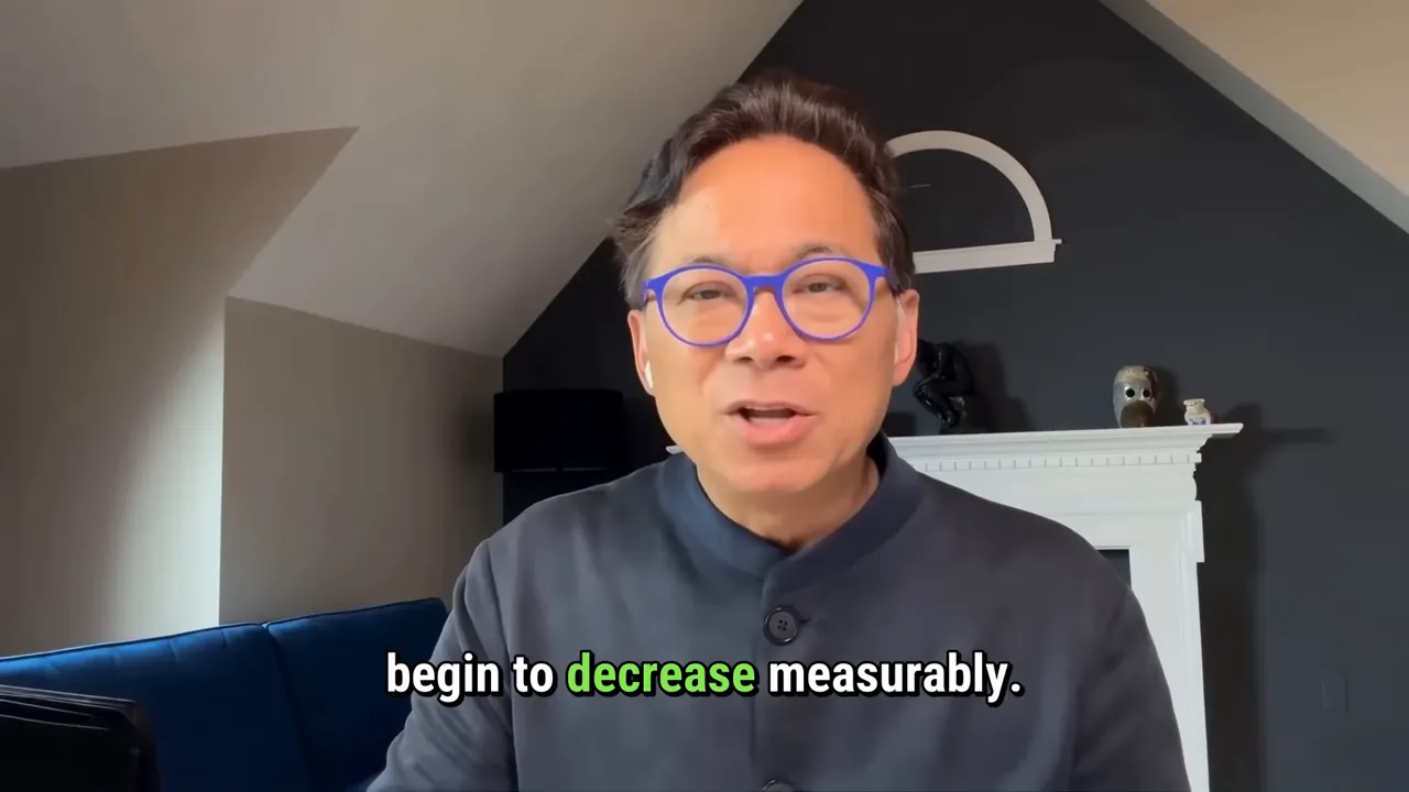 Presenter stating measurable decrease after starting extra virgin olive oil daily