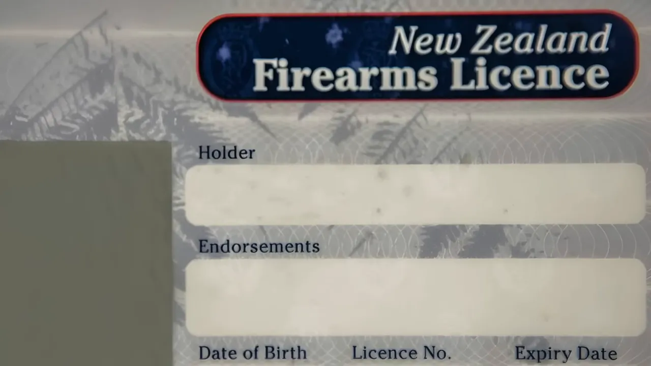 Image evoking the moment he acquired a firearms license in New Zealand