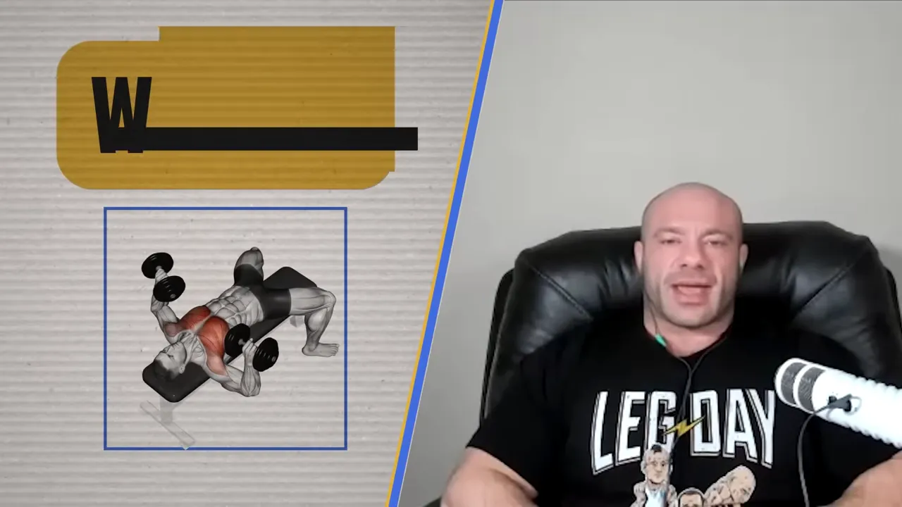 Graphic of dumbbell press highlighted beside guest speaker on video call