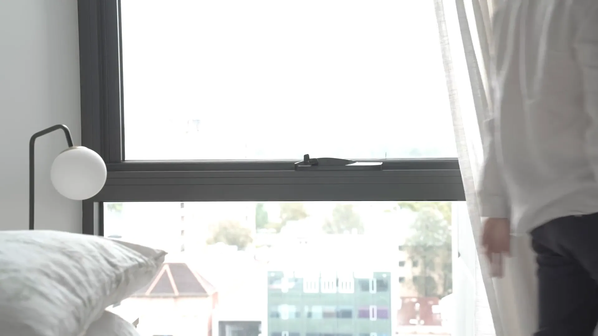 Different types of window furnishings in a bedroom