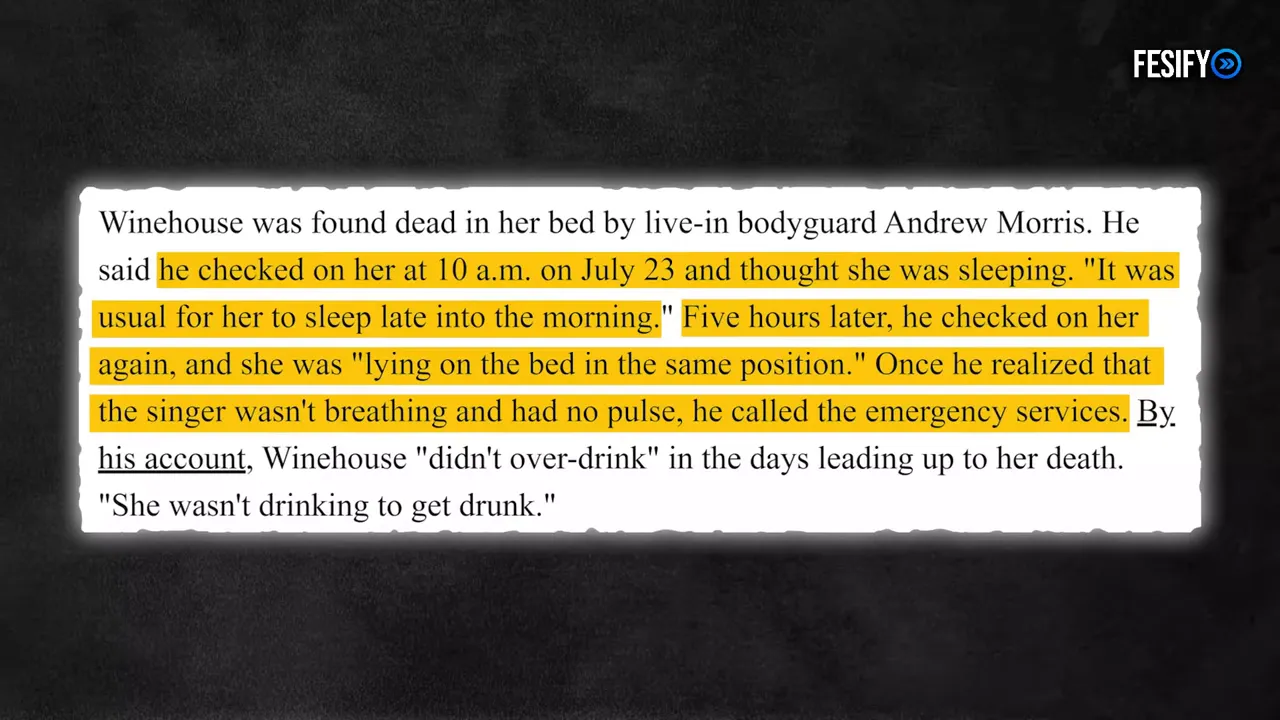 Amy Winehouse's bodyguard and security footage reference