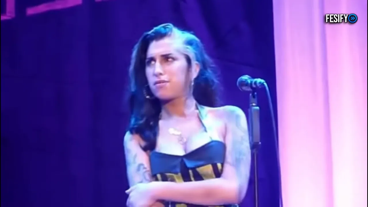 Amy Winehouse on stage during the Serbia concert in June 2011