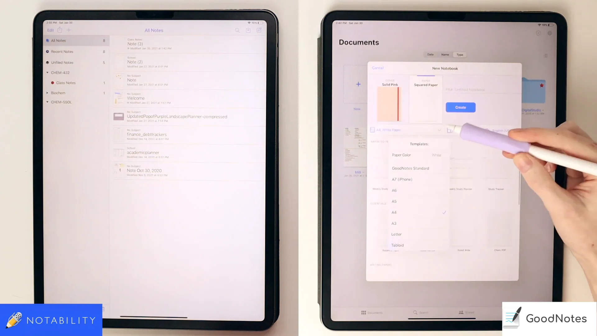 Customizing note pages in GoodNotes