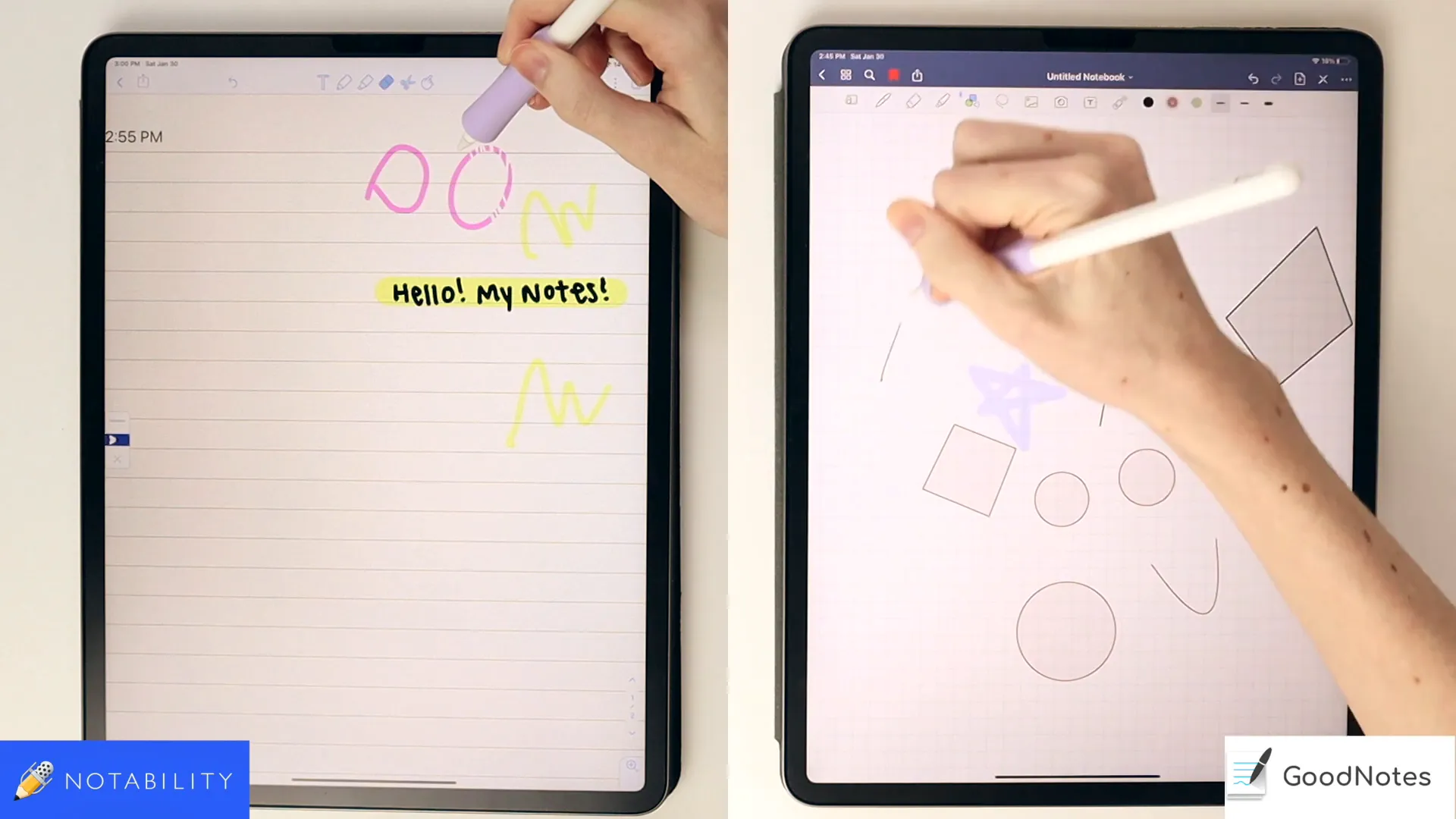 Using the shape tool in GoodNotes