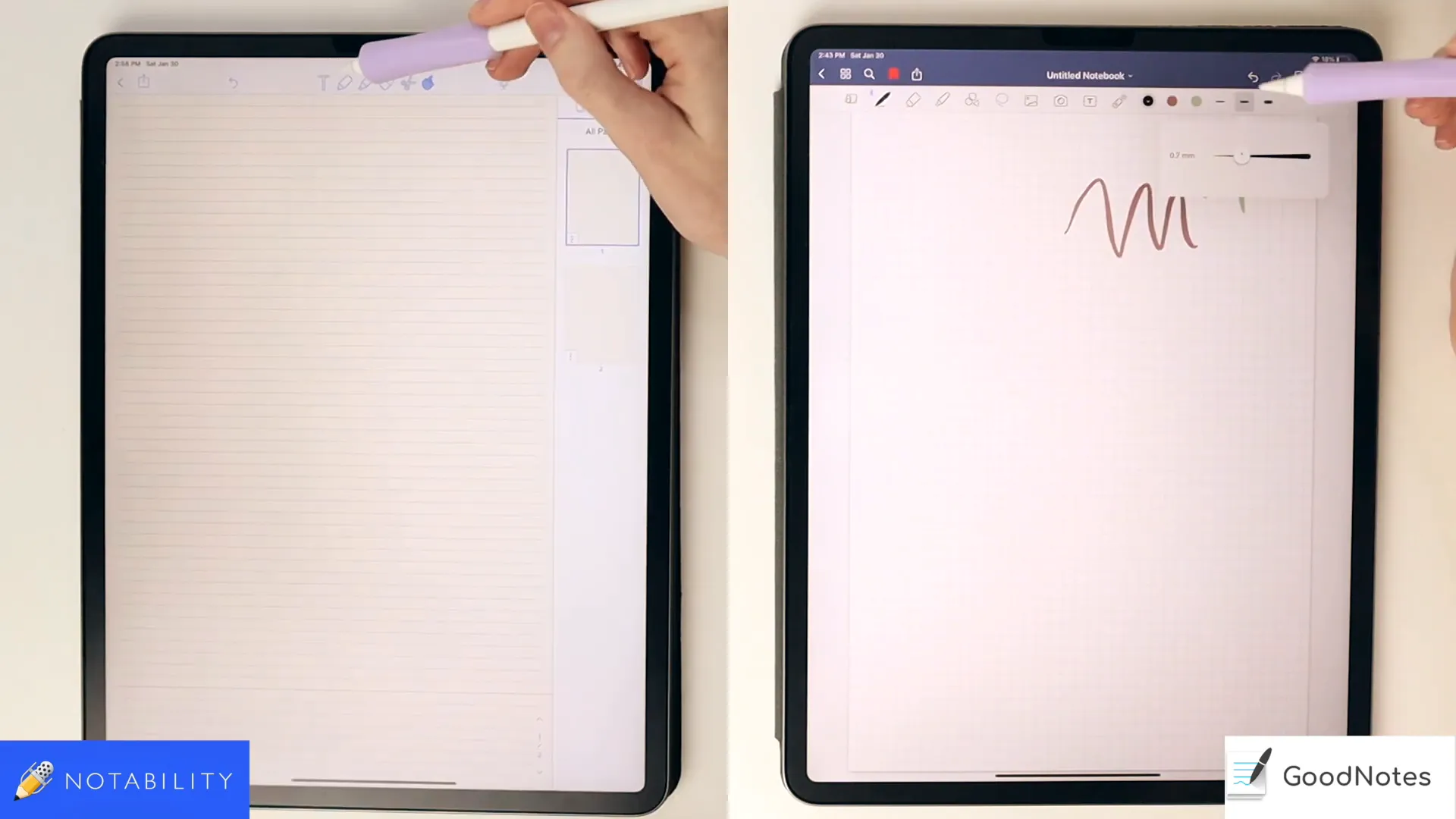 Notability's simplified toolbar for note-taking
