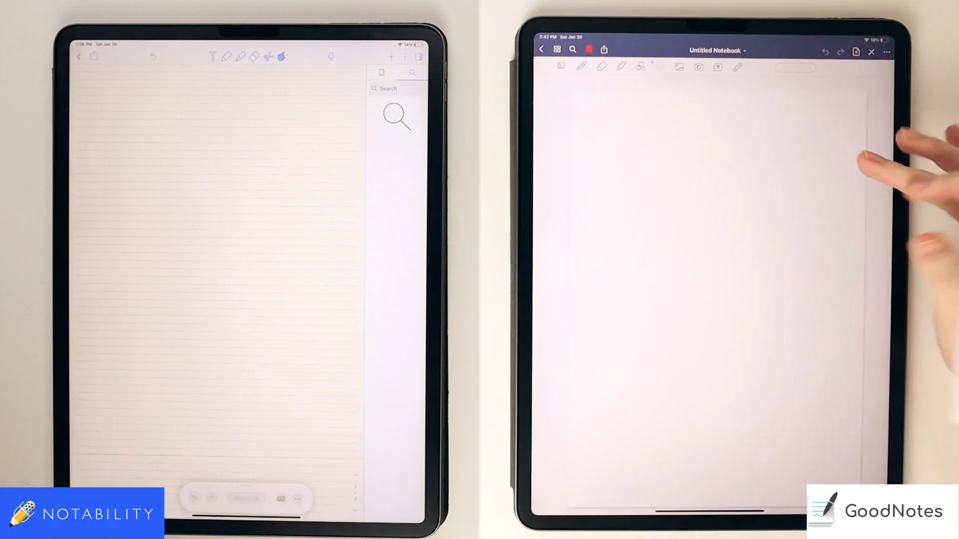GoodNotes immersive toolbar for note-taking