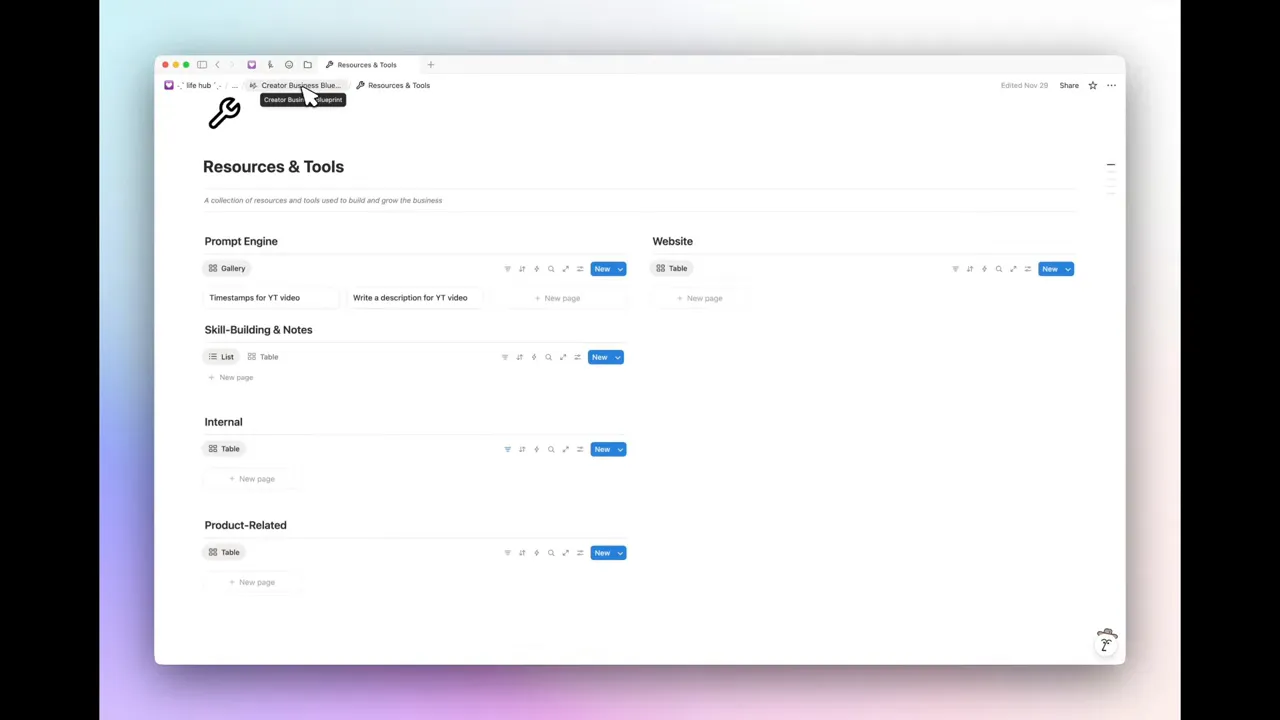 Notion Resources & Tools page header and sections visible, ideal for resources and outreach context